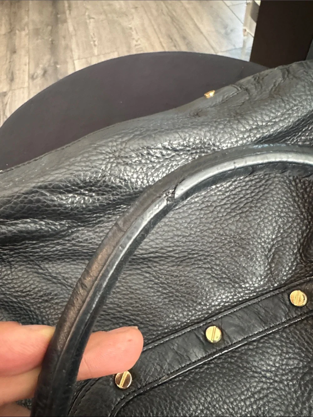 Tory Burch Black Leather Shoulder handbag with Gold Logo